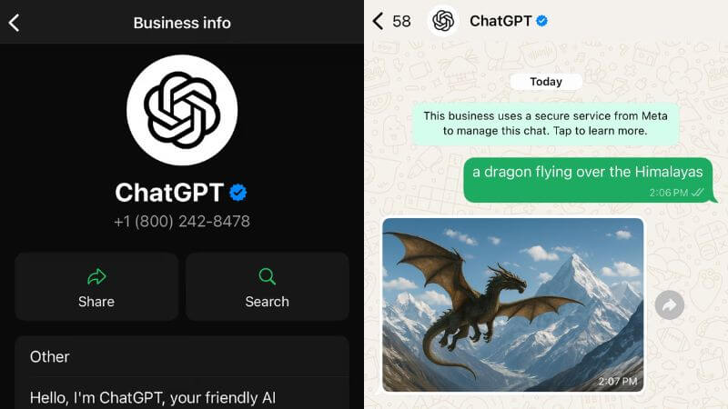 ChatGPT Image Generation WhatsApp